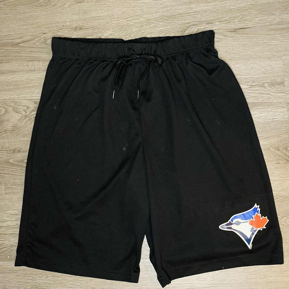 Black Men's Shorts with Blue Jay Logo